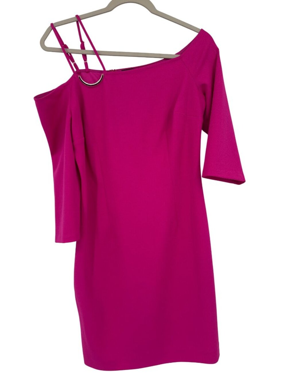 Trina Turk Pink Off-Shoulder Dress Size 8  Asymmetrical Strap Detail new $158